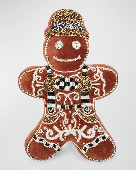Gingerbread Boy Christmas Throw Pillow 