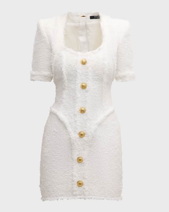 ワンピース BALMAIN TWEED MINI DRESS WITH BUTTONS BALMAIN Button-embellished frayed cotton-blend tweed mini
