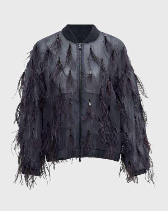 BOMBER IN ORGANZA DI COTONE CON SHINY TRIMS