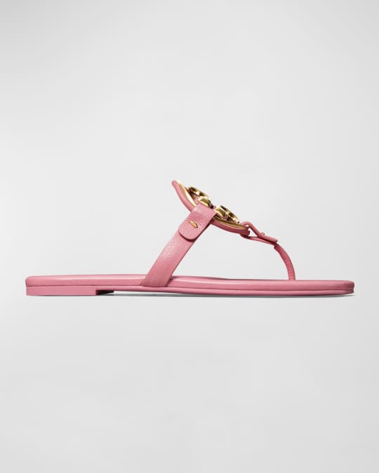 Tory burch miller medallion leather flat thong top