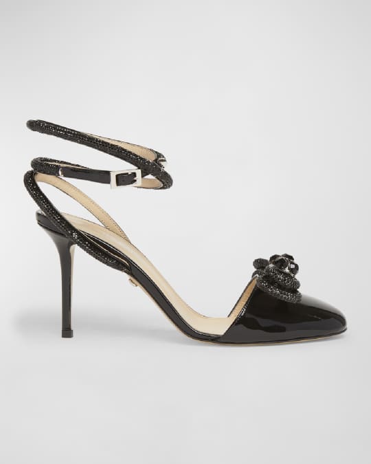MACH & MACH Double Bow Strass Ankle-Strap Pumps | Neiman Marcus