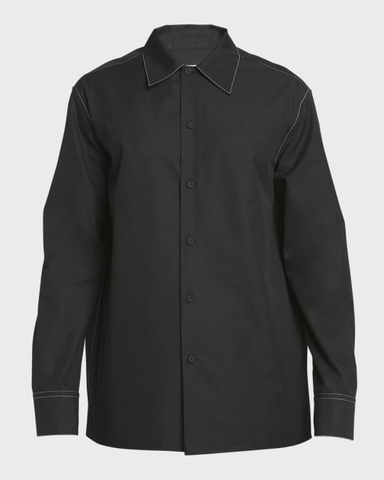 Jil Sander Men's Contrast-Stitch Dress Shirt | Neiman Marcus