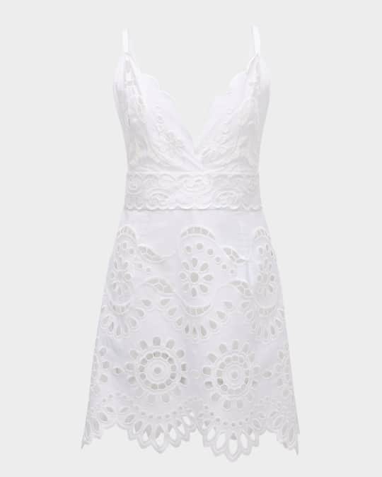 Eyelet Cotton Poplin Sleeveless Mini Dress