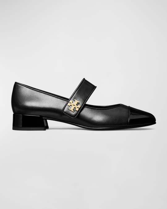 Tory Burch Mary Jane Cap-Toe Leather Ballerina Flats Neiman Marcus
