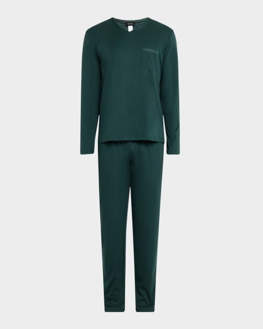 Men's Night Selection Mercerized Cotton Long Pajama Set