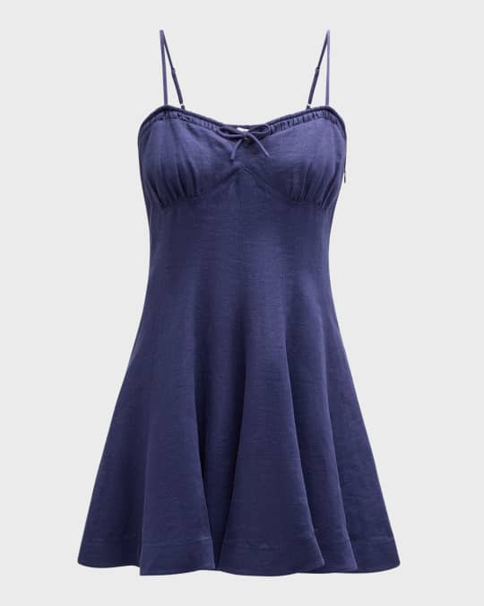 LoveShackFancy Shai Sweetheart Linen Mini Dress | Neiman Marcus