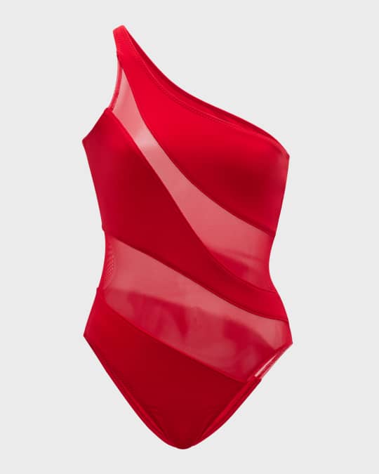 Snake Mesh One-Piece Swimsuit 