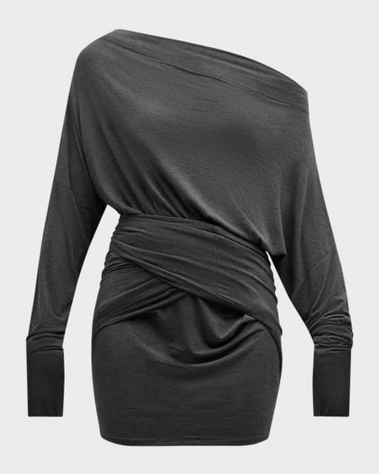 Four Sleeve All In One Wrap Mini Dress