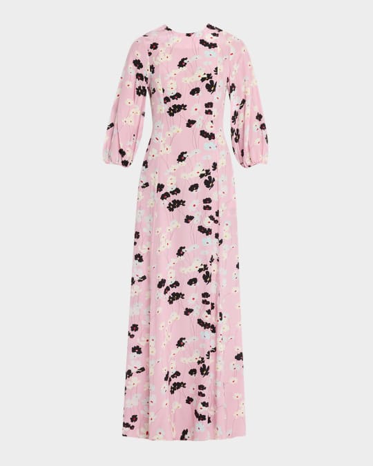 Roxette Long Floral Silk Dress