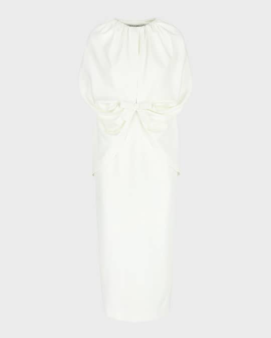 Ruched Waist Long Cape Dress