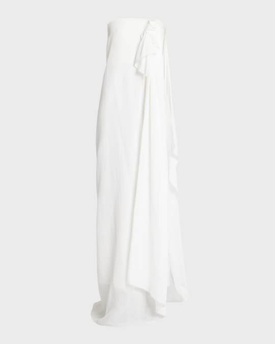 Madeleine Strapless Cascading-Drape Gown