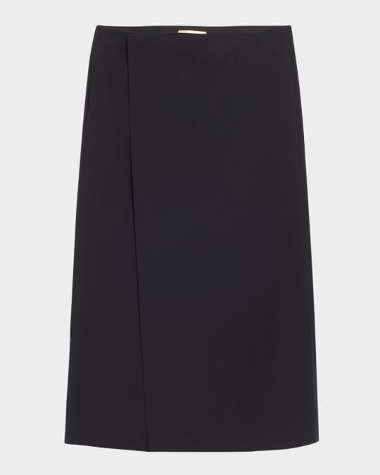 スカート The Row FW24 The Row Kavi Skirt (8106 W3032 NVY) THE ROW Kavi wool wrap midi skirt | NET-A-PORTER