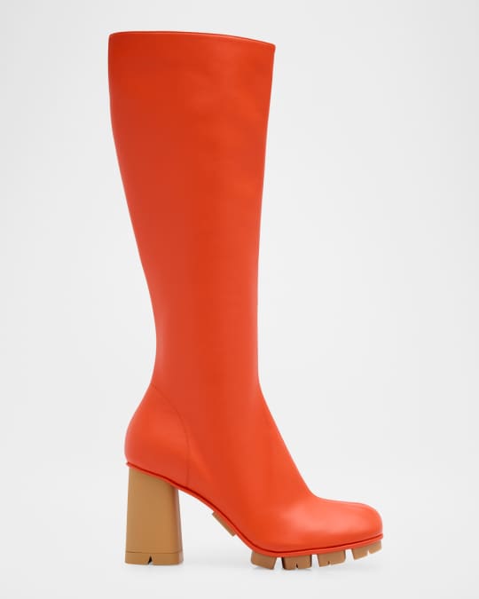 Bottega Veneta Shore Lambskin Block-Heel Knee Boots | Neiman