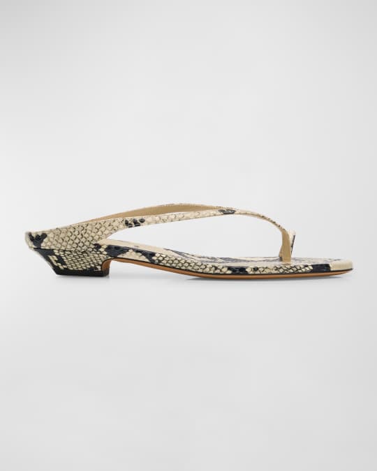 Khaite Marion Python-Embossed Slide Sandals | Neiman Marcus
