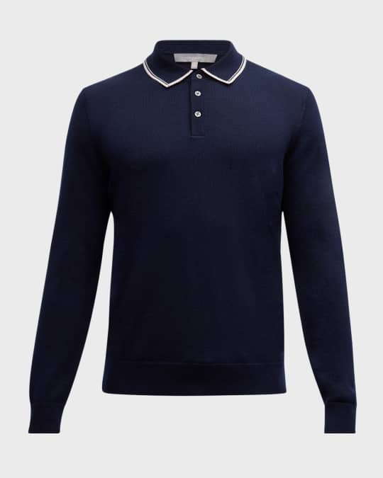 Men's Tipped Wool Polo Sweater 