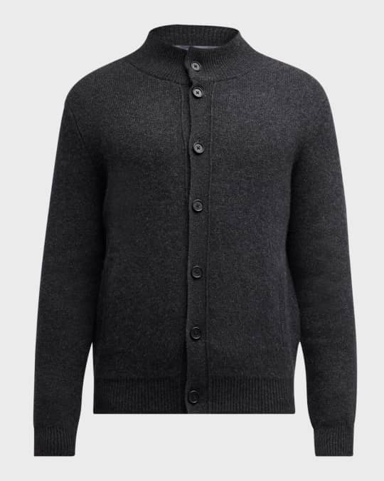 Men's Mock Neck Cashmere Cardigan