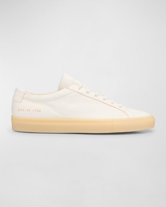 Common Projects Men\'s Achilles Leather Cream Low Top Sneaker Size 11.5 Common Projects Cream Leather Achilles Low Top Sneakers In  main image 4
