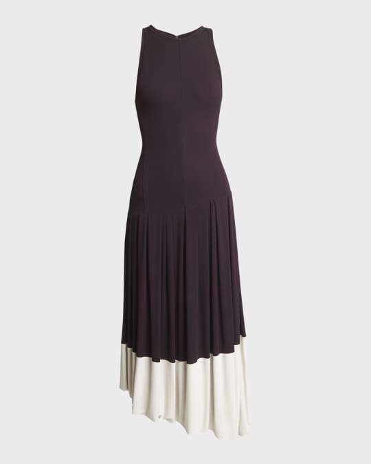 Victoria Beckham Sleeveless Asymmetric Bubble-Hem Midi Dress | Neiman Marcus