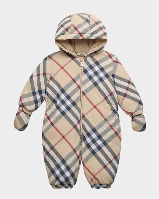 Kid's Robson Check-Print Puffer Suit, Size 3M-18M