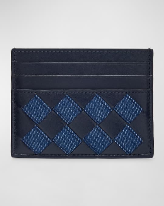 Bottega Veneta Intrecciato Denim Leather Card Case | Neiman Marcus