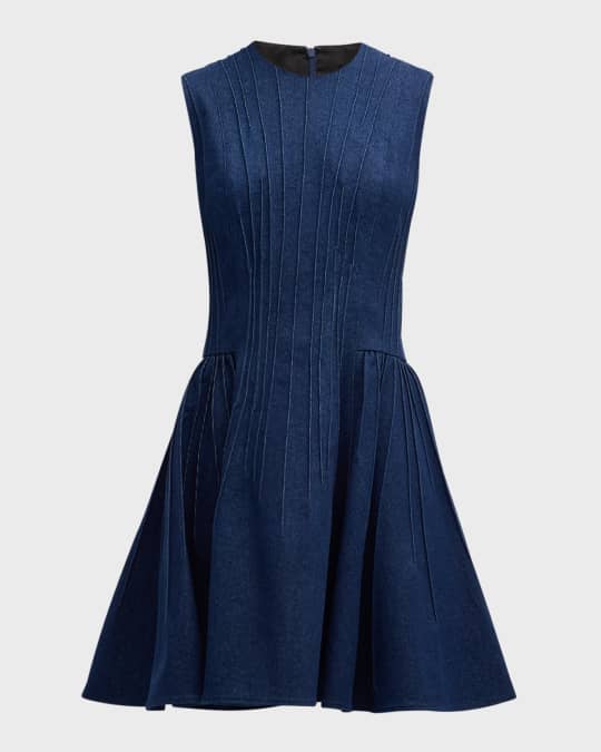 Jonathan Cohen Pintuck Denim Sleeveless Mini Dress | Neiman Marcus
