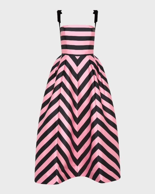 【REBECCA VALLANCE】JOCELYN MIDI DRESS スクエアネック ミディ REBECCA VALLANCE Jocelyn Square-Neck Chevron Midi Dress