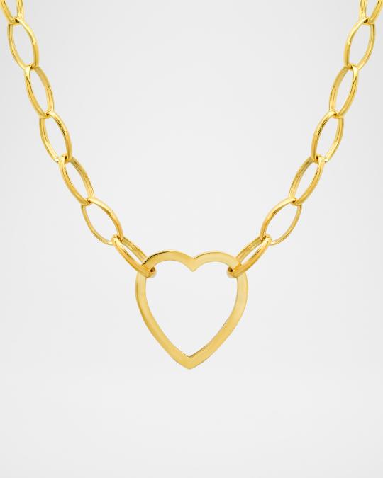 Jennifer Meyer 18K Yellow Gold Medium Edith and Open Heart Necklace ...