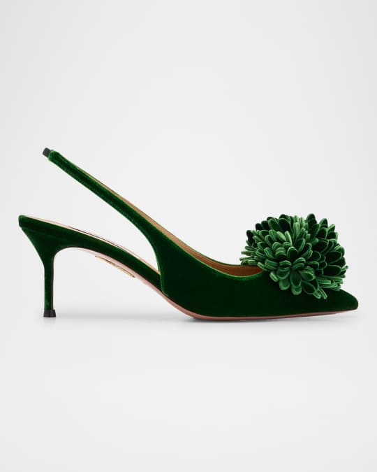 Couturier Velvet Pompom Slingback Pumps