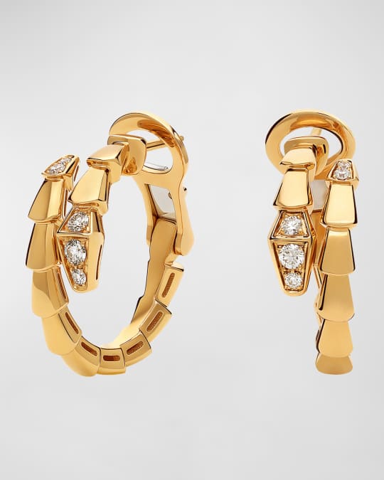 18K Yellow Gold Serpenti Viper Diamond Tip Earrings
