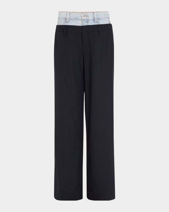 Ophelia Double Waistband Straight-Leg Combo Pants