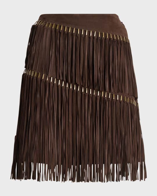 Ralph Lauren Collection Brielle Suede Fringe Mini Skirt Neiman