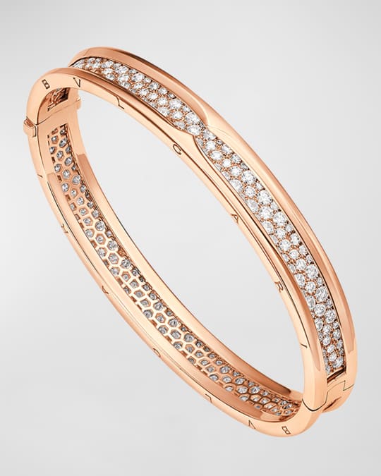 BVLGARI 18K Rose Gold B.Zero1 Full Pave Bracelet | Neiman Marcus