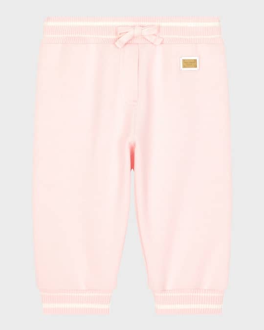 Girl's Logo Plaque Ribbed Joggers, Size 6M-30M