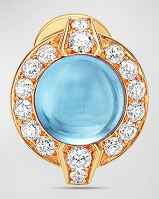 18K Yellow Gold Earrings with Diamonds and Blue Topaz