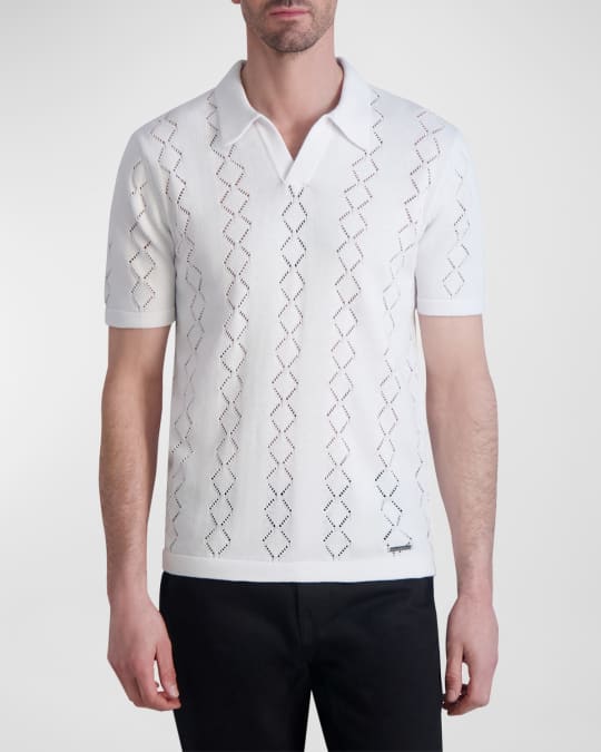 Karl Lagerfeld Paris White Label Men's Diamond Stitch Polo Sweater
