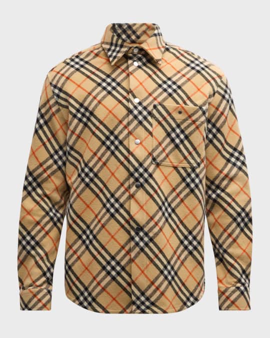 【BURBERRY LONDON】CHECK WOOL TWILL SHIRT Burberry Men's Check Wool Button-Down Shirt | Neiman Marcus