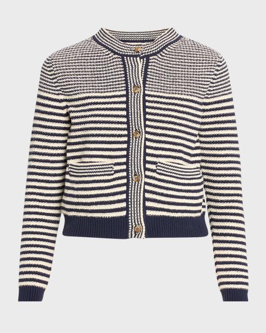 FRAME Compact Stripe Cardigan | Neiman Marcus