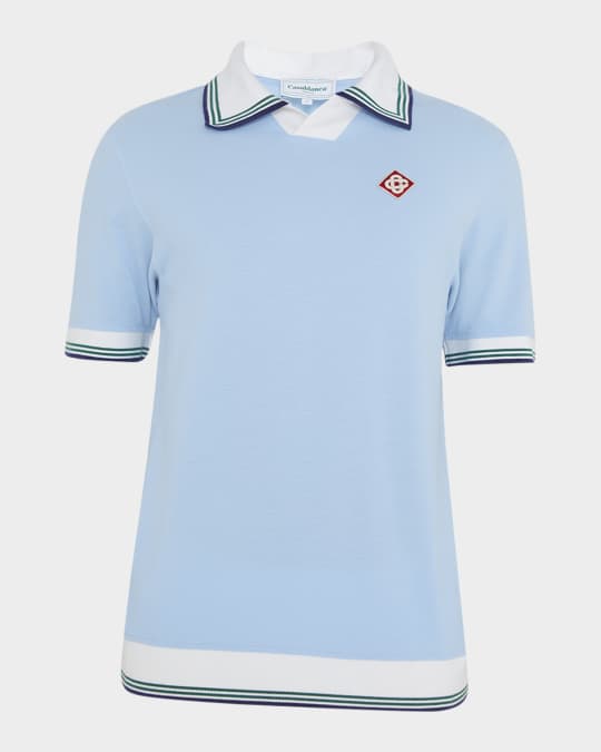 CASABLANCA Men's Pique Striped-Trim Polo Shirt | Neiman Marcus