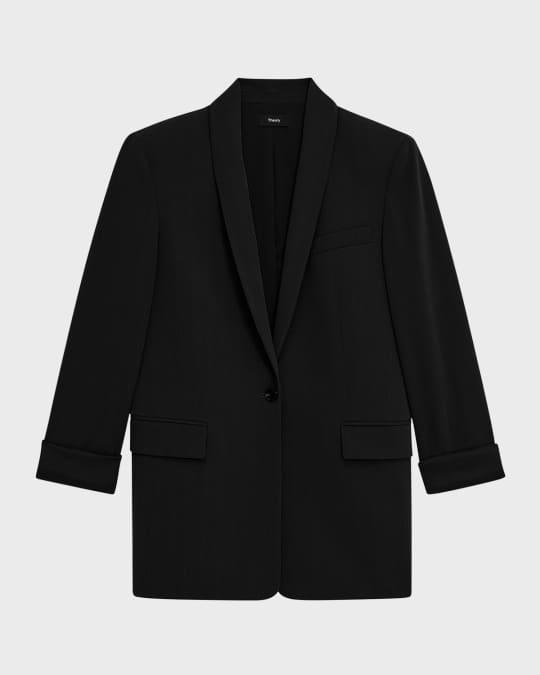 Theory Admiral Crepe Relaxed Shawl Collar Blazer Neiman Marcus