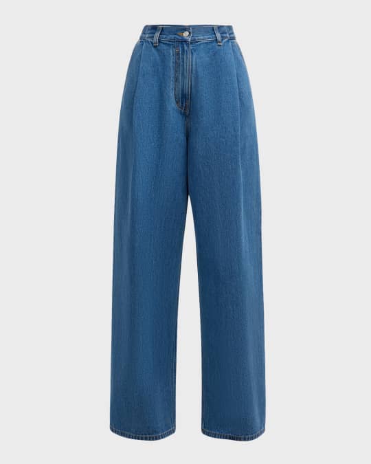 Givenchy High-Rise Pleated Baggy Wide-Leg Denim Pants