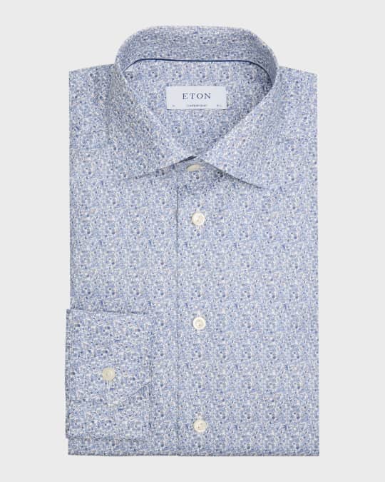 Men's Signature Twill Floral Contemporary-Fit Dress Shirt
