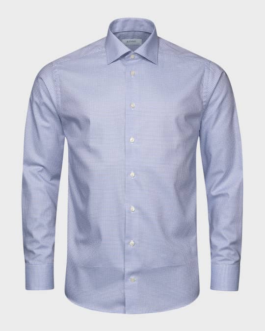 Men's Cotton Micro-Check Contemporary-Fit Dress Shirt