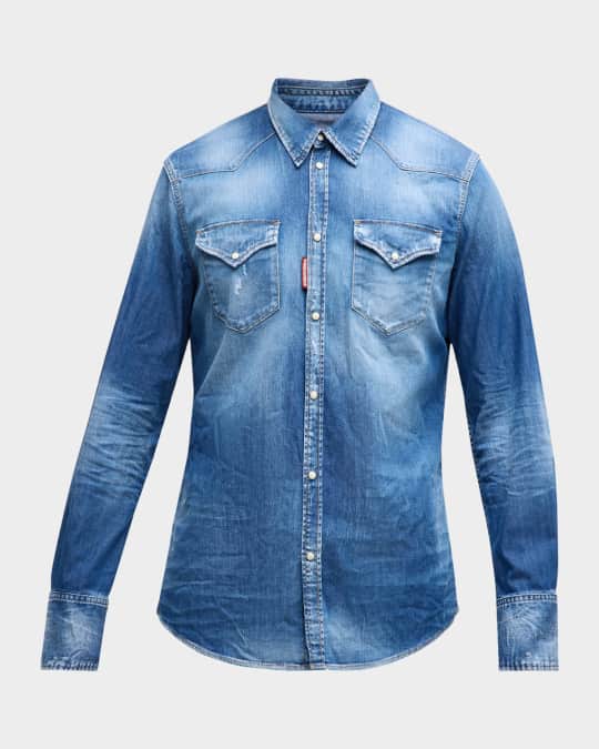 【ふるさと割】 Dsquared2 Marcus Neiman | Shirt Western Denim Classic Men's トップス