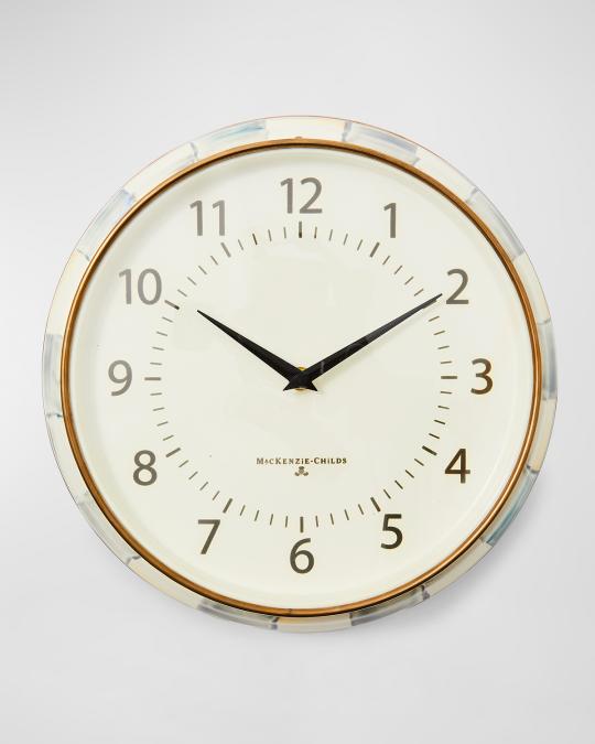 MacKenzie-Childs Sterling Check School Wall Clock | Neiman Marcus