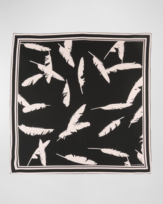 Feather Silk Twill Square Scarf