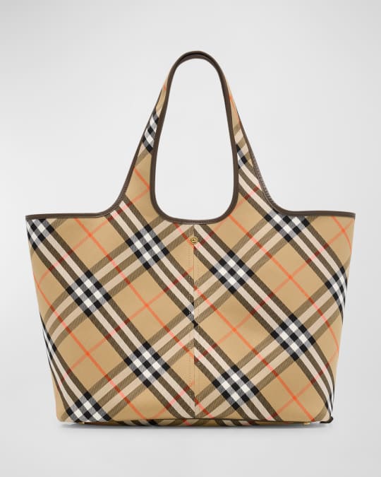 Medium East West Check Tote Bag