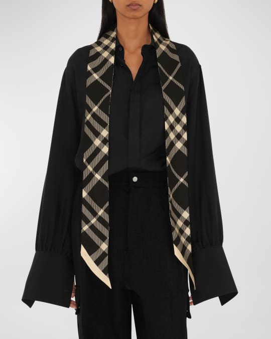 BURBERRY｜ (Skinny Reversible Check Silk Scarf (8102100) FCF075E9-F00C-4DEF-BD47-