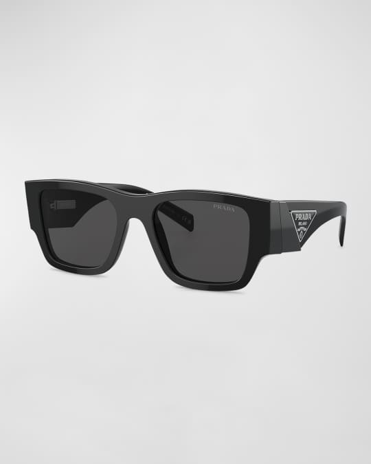 Men's PR 02ZSF Acetate Rectangle Sunglasses