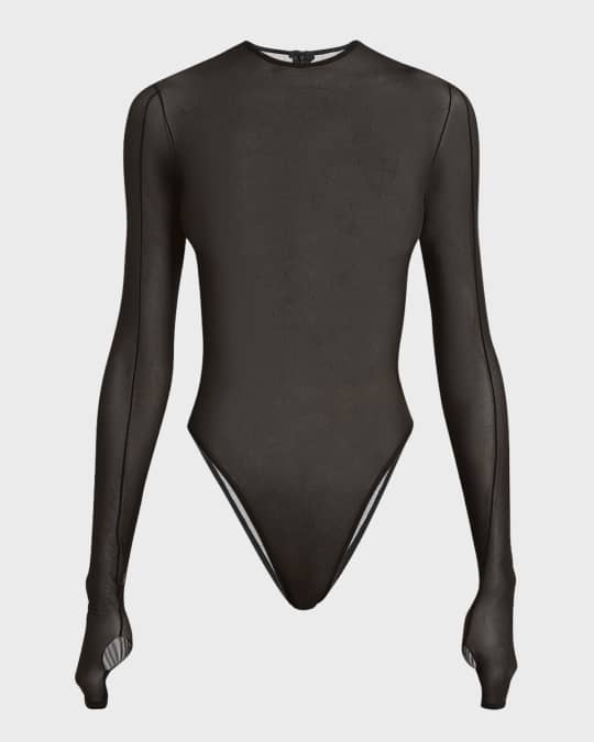 Long-Sleeve Fine Mesh Bodysuit
