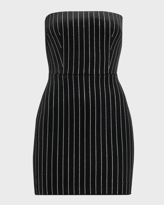 alex perry black strapless dress Strapless Longline High Low Mini Dress in Stretch Mesh main image 0